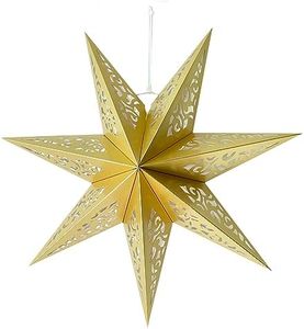 Paper Star Lantern Decoration Perfect for Weddings, Christmas Holiday Birthday Party Celebration (Matte Gold)