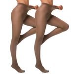 HA WA 2 Pairs Semi Opaque Pantyhose for Women, 40D Control Top Nylon Sheer Tights