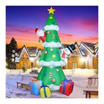 9Ft Christmas Inflatable Decoration Green Christmas Tree with Build in LED, Blow up Inflatable Tree with Multicolor Gift Boxes and Star for Christmas Party Indoor, Outdoor, Yard, Garden, Lawn Décor