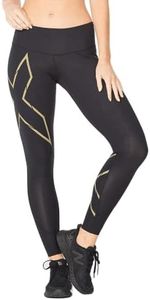 2XU Women's Light Speed Compression Tights - Lightweight & Flexible Support for Improved Running Performance - Black/Gold Reflective