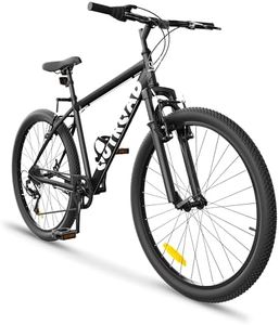 Brightpeak 26 Inch Mountain Bike, 7-Speed High Carbon Steel Frame, V Brakes, All-Terrain Bicycle for Adults Men Women (Black)