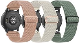 [3 PACK] Elastic Solo Loop Bands for Garmin Vivoactive 5 Bands/ Vivoactive 3 Watch, Garmin Venu 2 Plus Bands/Venu Band Women Men, 20mm Soft Stretchy Nylon Sport Straps for Garmin Vivoactive 5/Venu sq/Forerunner 645 / 245 Smartwatch