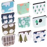 selizo 10 Packs Canvas Coin Purse Change Cash Bag Zipper Small Purse Wallets