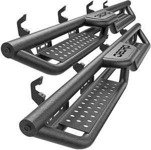 Running Boards Compatible with Chevy Silverado GMC Sierra Crew Cab 2019-2025 1500, 2020-2025 2500HD 3500HD, Two-Stair Side Steps Rail Drop Nerf Bars Carbon Steel (Excl 2019 1500 LD/Limited)
