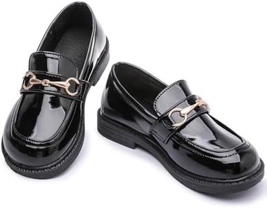 DADAWEN Toddler Little Kid Girls Loafers Slip On Flats Casual Boat Shoes Round Toe Wedding Church School Uniform Dress Shoes Black US Size 9 M Toddler