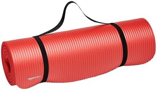 AmazonBasics Nitrile Butadiene Rubber 13mm Extra Thick Yoga | Exercise Mat with Carrying Strap | for Men & Women | Red