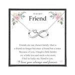 ADVIOK Infinity Necklace for Friend, 925 Sterling Silver Friendship Necklace with Heart Cubic Zirconia Birthdays Anniversary with Card & Box Jewellery Gift Presents for Best Friend