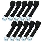 URAQT Tie Down Straps, 10 Pack Heavy Duty Tensioning Belts, 1M Adjustable Cargo Straps Ratchet Straps, Suitable for Motorcycle, Cargo, Trucks, Trailer, Luggage, 250kg Loading Capacity, Quick Release