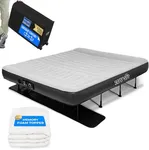 SereneLife Inflatable Air Bed with Frame - Auto Inflating Air Mattress with Built-in Pump, Memory Foam Cover, Self-Deploying Frame, Ideal for Guests, Camping & RV, Easy Carry Case, Queen 83" x 73"