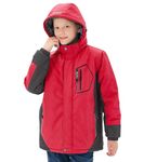 MoFiz Boys Girls Ski Snow Jacket Coat Hooded Windbreaker Outdoor Fleece Warm Winter Rain Coat Red 1,L