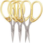 JubileeYarn Standard Sharp Titanium Embroidery Craft Scissors w/Sheath - Gold - 3 Pairs