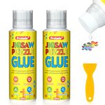 Jigsaw Puzzle Glue, 200ML Clear Non-Toxic and Quick Dry Puzzle Sealer with New Sponge Head and Applicator for 1000/3000/5000 Piece Puzzles of Paper Wood Diamond Painting Art DIY Craft, 2 Packs