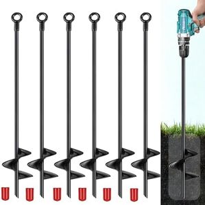 LIFEBED 18 inch Ground Anchors Srew in Heavy Duty, Earth Shed Anchor Kit, Trampoline Stake Hook for Dirt, Swing Sets, Playset, Tent, Canopy, Carport, Mobile Home Tie Down, 6 Pack