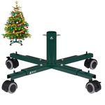 Tree Nest Christmas Tree Stand Base with Wheels Movable Christmas Fake Tree Holder for 2.4m Artificial Tree Plant Taxi (Green)