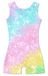 ACOCOPY Gymnastics Leotard for Girls Biketards Sparkly Unitard with Shorts Quick Dry One Piece Bodysuits Outfits 7-8