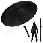 Moontay Umbrella Large katana Umbrella Samurai with Black Long Handle Stormproof Umbrella with 24 Ribs