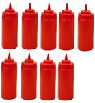 ANDREW JAMES Squeeze Bottles | top dispensers for Ketchup Mustard Mayo hot sauces Olive Oil - bpa Free BBQ Set (Color- Red, 750 ML, Set Of 9)