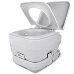 YITAHOME Portable Travel Toilet RV Potty,2.6 Gallon Detachable Tank, Double-Outlet Water Spout, Press Flush Pump,for Camping, Boating,Hiking,Trips