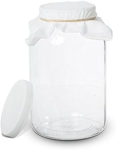 1 Gallon Glass Kombucha Jar - Home Brewing and Fermenting Kit with Cheesecloth Filter, Rubber Band and Plastic Lid - by Kitchentoolz
