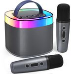 Bluetooth Portable Karaoke Machine, Bluetooth Karaoke Speaker with 3 Built-in Speakers with 2 Microphones and Party LED Lights, Gift for Friends, Black