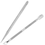 2 Piece Set Professional Stainless Steel Dual Head Cuticle Pusher Non Slip Double Ended Nail Art Cuticle Remove Professional Nail Cuticle Pusher for Salon and Home