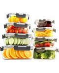 Pure Future 16-Piece Set (8-Pack) Borosilicate Glass Food Storage Containers with Upgraded Detachable Locking Lids - Leak Proof Meal Prep Lunch Boxes, Oven/Microwave Safe