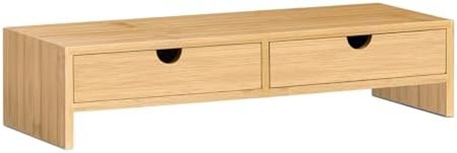 SoBuy Stand Supporto per Monitor,Organizzatore da scrivania, porta PC, bambù, FRG198-N,IT
