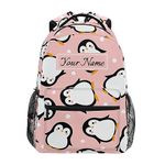 ALAZA Custom Backpacks for School, Cute Penguin Cartoon Polka Dot Bookbags for Kids Teen Toddler Fashion Daypack Rucksack Travel Laptop Bag