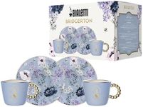 Bialetti Bridgerton Set of 2 Cups and 2 Saucers, Porcelain, 80 ml