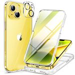 Miracase Full Body Protection Compatible with iPhone 14 Case 6.1"(2022), [Built-in 9H Tempered Glass Screen Protector with Camera Lens Protector] Upgraded Shockproof Case,Clear