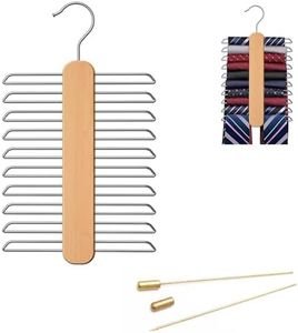 Colgador de Corbatas de Madera, Corbatero, Percha para Cinturones, Percha Organizadora Armario, Percha para Pañuelos, Colgador de Corbatas Giratorio de 360 ​​Grados para Cinturón, Bufanda, Corbatas