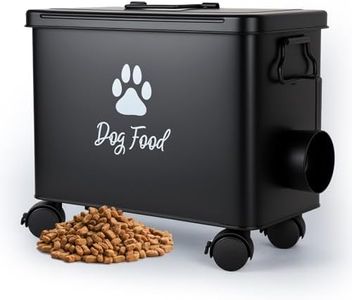 Himake Dog Food Container 13lb, Cute Airtight Pet Food Storage Containers with Metal Lid Scoop, Black Metal Storage Bin for Dog/Cat with Wheels,Easy to Move