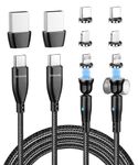 Krsende Magnetic Charging Cable 2Pack 2M, Magnetic USB Cable Quick Charge 60 W, 6 in 1 USB A/USB C to Type C Fast Charging Cable, 360° & 180° Rotating Magnetic Cable
