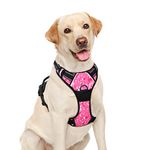 BARKBAY No Pull Dog Harness Large Step in Reflective Dog Harness with Front Clip and Easy Control Handle for Walking Training Running(Pink camo,L)