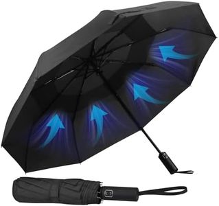 Hannstar Parapluie de poche - Ouverture et fermeture automatiques - Petit, compact, léger, solide, coupe-vent et résistant aux tempêtes - Double aération - Pour homme et femme, Noir , S