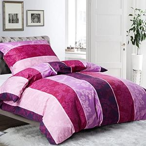 HENGWEI Ropa de cama de 135 x 200 cm, algodón con cremallera, ropa de cama de 135 x 200 cm, juego de 2 unidades, funda nórdica de 135 x 200 cm y funda de almohada de 80 x 80 cm, diseño de flores