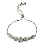 ZENEME Bracelet Rhodium-Plated Silver Toned White American Diamond Studded Adjustable Link Bracelet Jewellery for Girls and Women