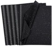woric 135 Sheets Black Tissue Paper for Gift Bags 20 x 14 Inch Glitter Tissue Paper Bulk with Sparkle for Halloween Gift Wrap Crafts DIY Project Birthday Decor