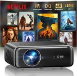 【Netflix Officially/Dolby Audio】Projector, 1100ANSI Smart Full HD 1080P Portable 4K Projector,HDR10 Auto Focus/Keystone WiFi6 Bluetooth 50% Zoom Home Cinema Projectors for Bedroom, Outdoor, Kid Gifts