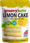 Groovy Keto Lemon Cake/Cupcake Mix | Low Carb | Keto Friendly | Sugar Free | Only 1.7g Net Carbs Per slice | Keto Baking Mix, Diabetic Friendly - 260g Pouch