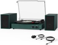 Record Player for Vinyl with External Speakers, USB Port to PC Recoding, 33 45 78 RPM Vintage Bluetooth Belt-Driven Turntable with Dual Stereo Speakers Support RCA AUX Headphone Jack, Green