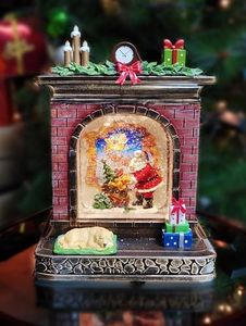MOMENTS IN TIME Acrylic LED & Water Spinning Fireplace BO, Light up, 3AA Batteries not Included
