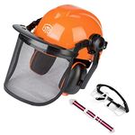 Industrial Forestry Safety Helmet–Hearing and Face Protection System, EN397 CE Approved, Forestry Professional Helmet with Visor Combo Set, Removable Ear Muffs and Visors by CUKUGUARD