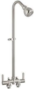 Aolemi Outdoor Shower Kit, Outdoor Shower Fixture System with High Pressure Shower Head, Double Handle Outdoor Shower Faucet Exposed Shower, 80cm Center, Brushed Nickel