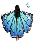 AWAYTR Women Butterfly Wings Shawl - Fairy Ladies Cape Halloween Dress Up Costume Accessory (Blue & Green)