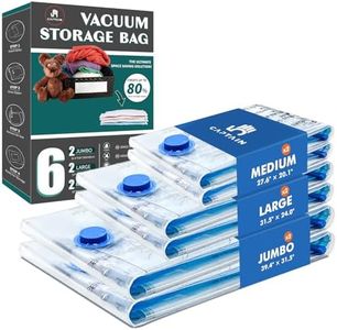 CaptainFive Vacuum Storage Bags 6-Pack (2 Jumbo + 2 Large + 2 Medium), Space Saver Sealer Vacuum Bags for Clothes, Pillows, Duvets, Bedding, Vacuum Bags for Home Organization, Moving and Storage