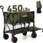 Overmont 400L Folding Double Decker Wagon - All-Terrain Detachable Big Wheels 200kg Capacity Collapsible Festival Wagon for Camping Sports Shopping Garden and Beach Green