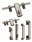 Chitra Dice Series Zinc Alloy Heavy Single Door Fitting Accessories Full Set/Kit (1 Aldrop, 1 Latch, 2 Handles, 1 Tower Bolt and 1 Door Stopper) (10 Inch, Black Silver)