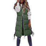 zhushuGG Long Gilet for Women UK Padded Hooded Jacket Sleeveless Longline Coat Vest with Hood Body Warmer Down Jacket with Pockets Quilted Zip Up Waistcoat Winter Parka Outwear Size M-4XL