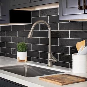 38-Pack Glossy Black Ceramic Subway Tiles – 2.5" x 8" Rectangular Kiln-Fired Tiles – Not Peel & Stick Backsplash & Wet-Zone Wall Tile for Kitchen, Bathroom, Shower, Fireplace